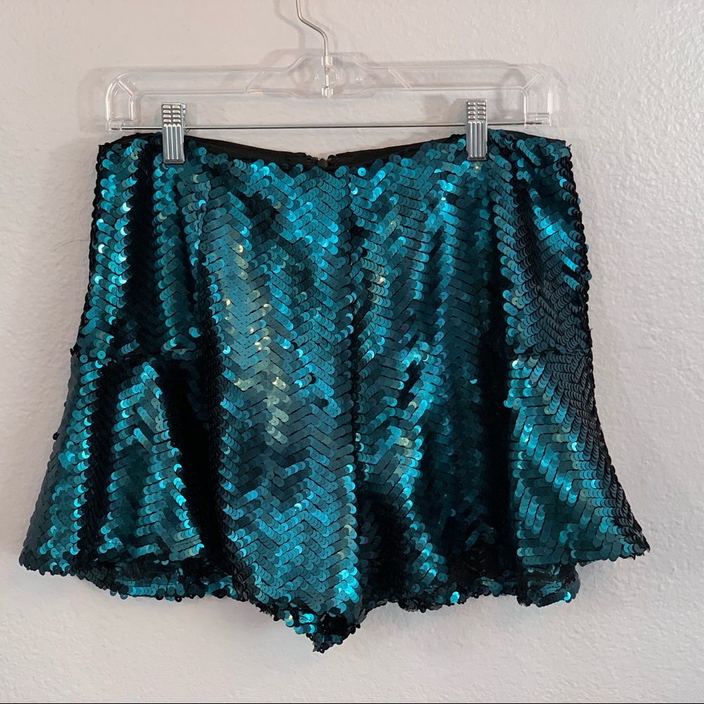 Lovers + Friends Blue Sequin Shorts